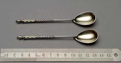 Russian Silver Enamel Teaspoons (Pair)